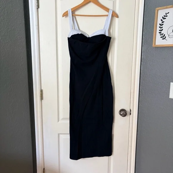 Reformation black and white Nelle Knit Midi Tank Dress, Medium - Picture 4 of 16